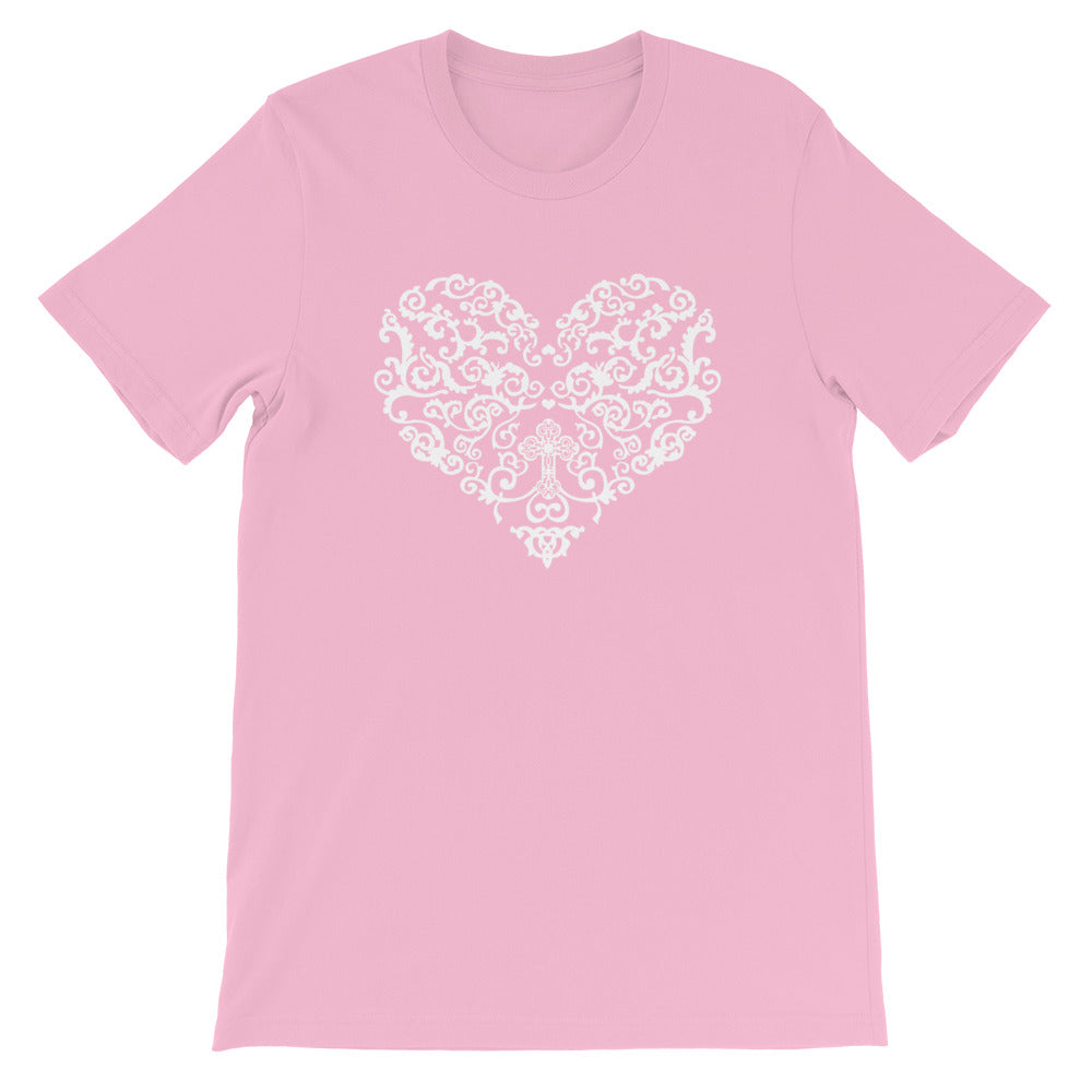 Filigree Cross in Heart T-Shirt - Light Colors