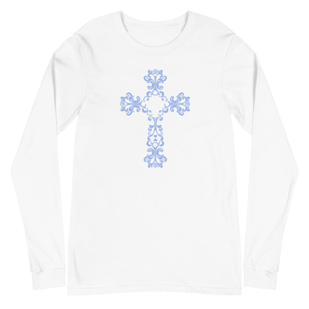 Filigree Blue Cross Long Sleeve T-Shirt