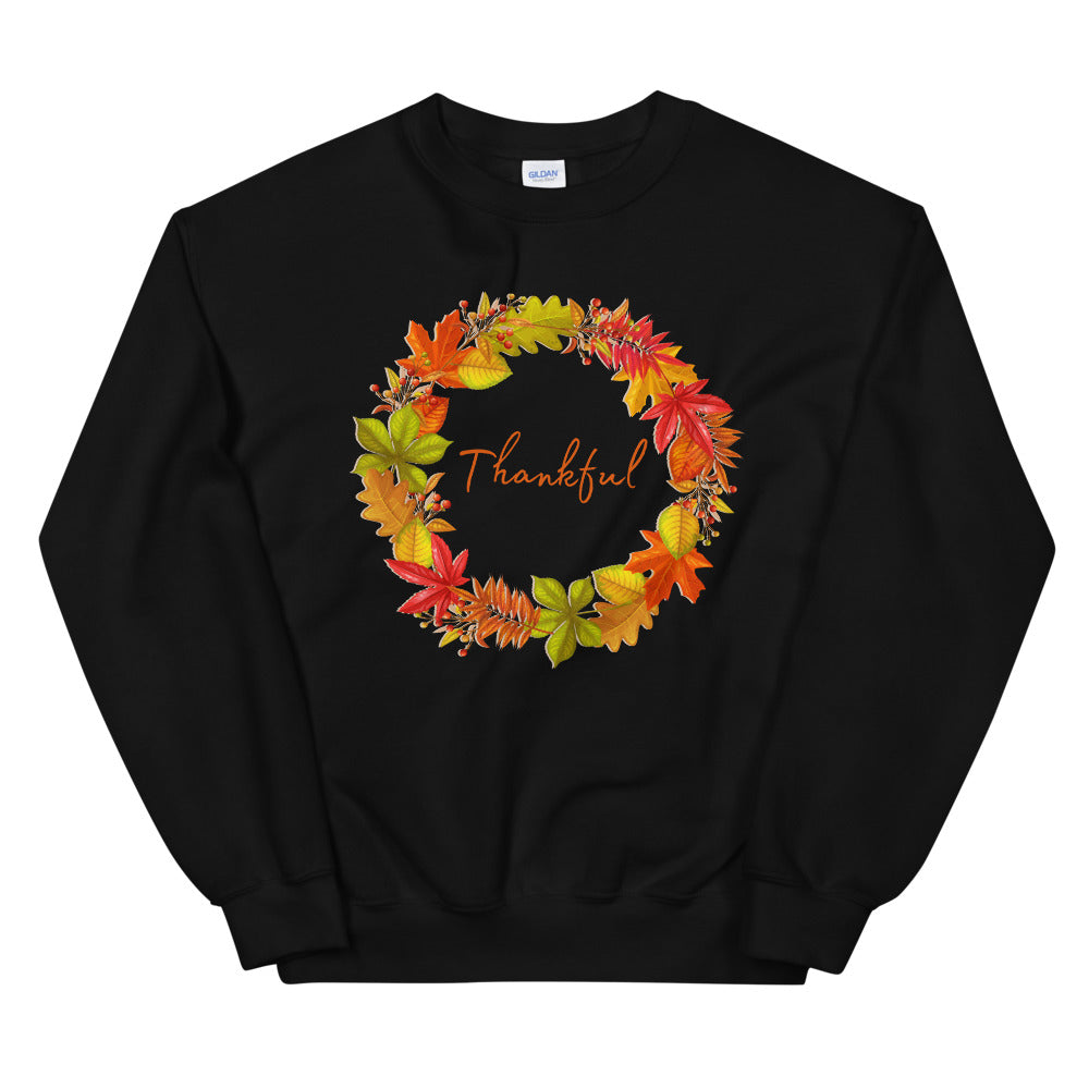 Thankful Autumn Leaf Wreath Sweatshirt