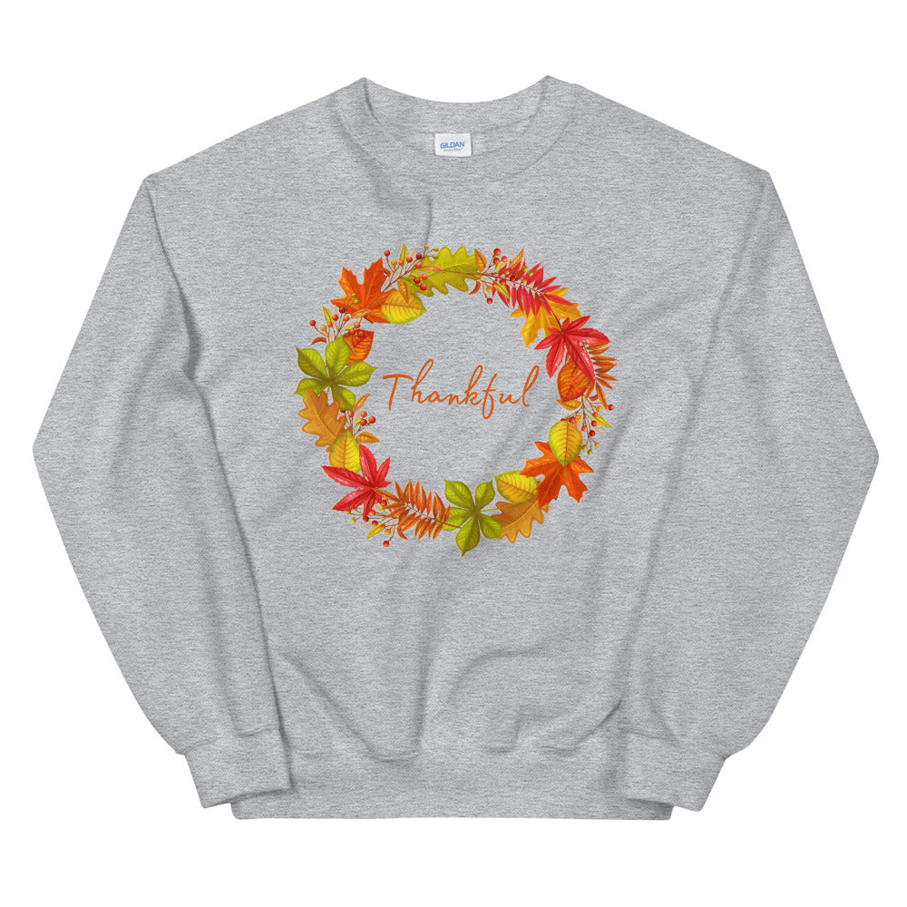 Thankful Autumn Leaf Wreath Sweatshirt