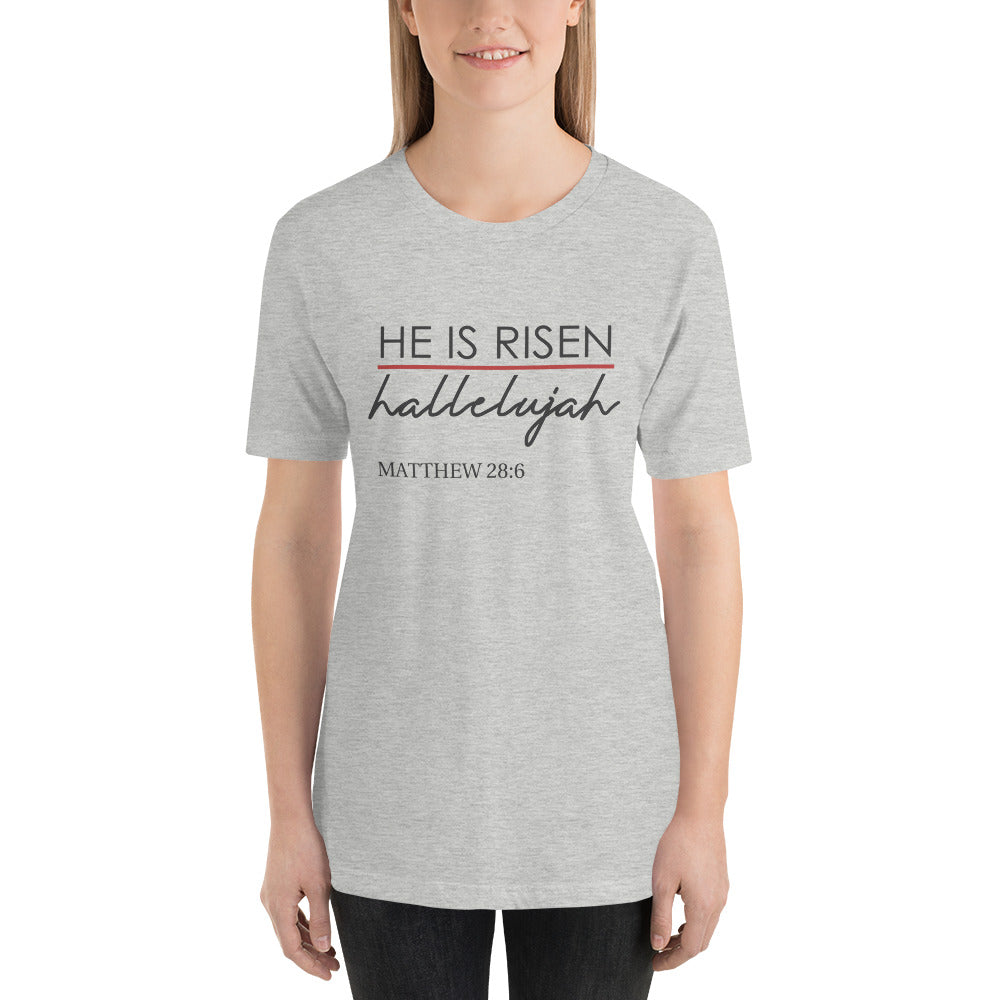 He Is Risen hallelujah Cotton T-Shirt - Spring Colors