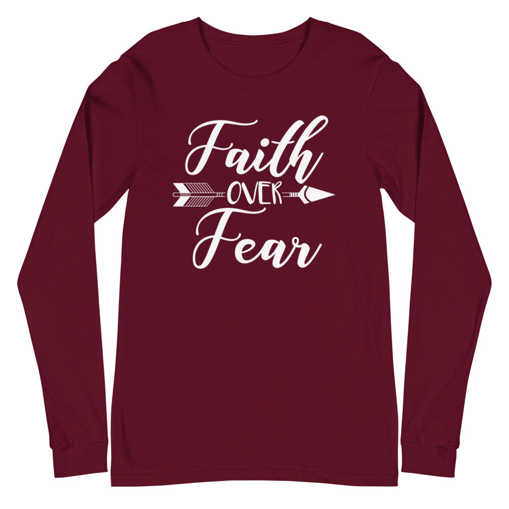 Faith Over Fear Arrow Long Sleeve Tee - Dark Colors