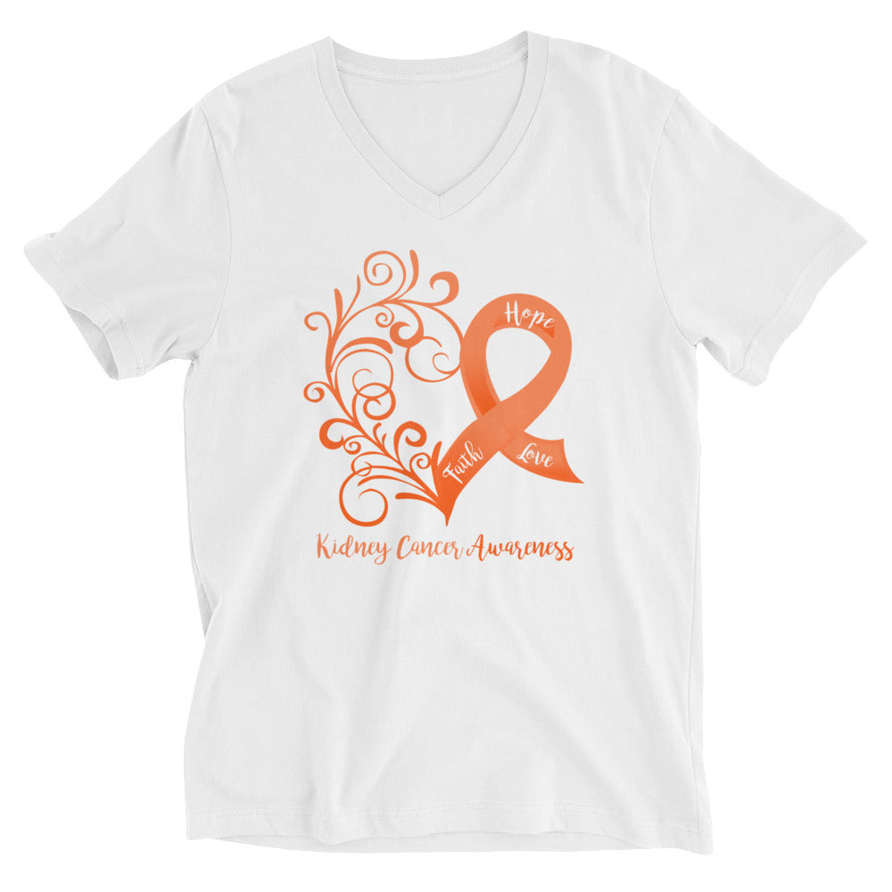 Kidney Cancer Awareness V-Neck Cotton T-Shirt
