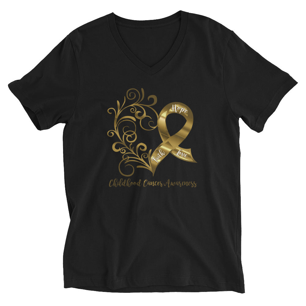 Childhood Cancer Awareness V-Neck Adult T-Shirt