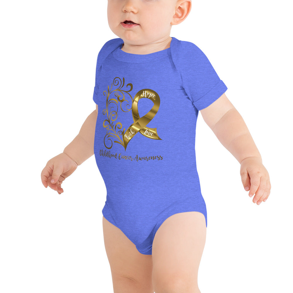 Childhood Cancer Awareness Heart Baby Short Sleeve One-Piece