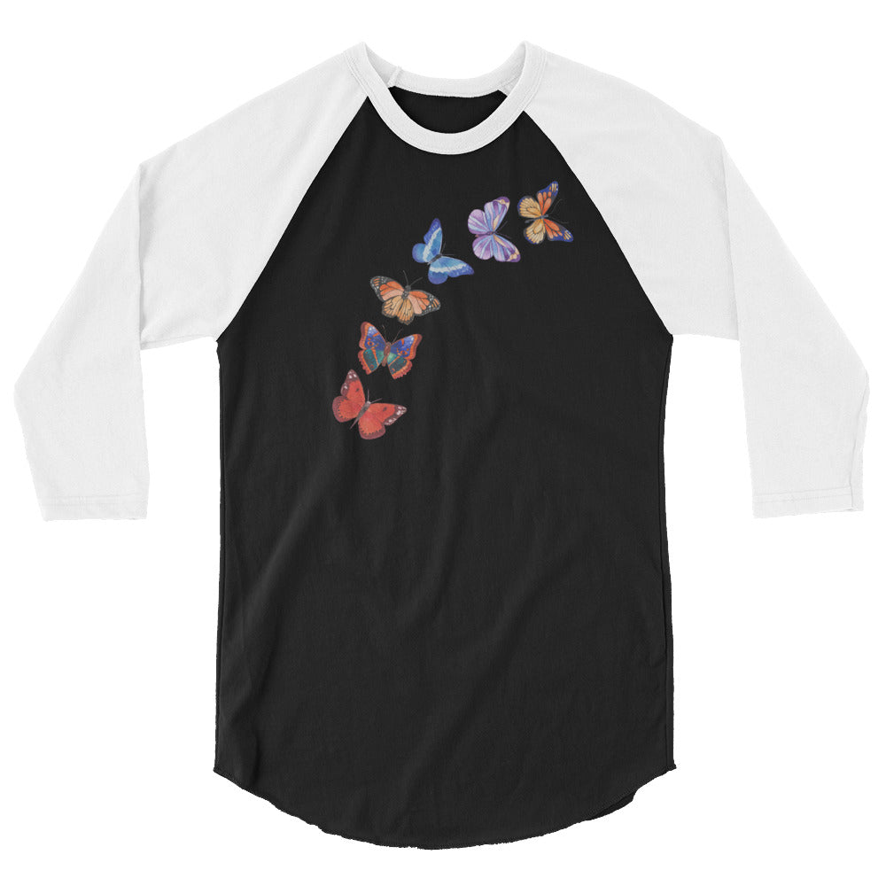 Butterflies in Flight 3/4 Sleeve Baseball Raglan Shirt