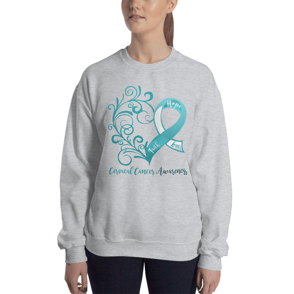 Cervical Cancer Awareness Heart Sweatshirt (Several Colors Available)