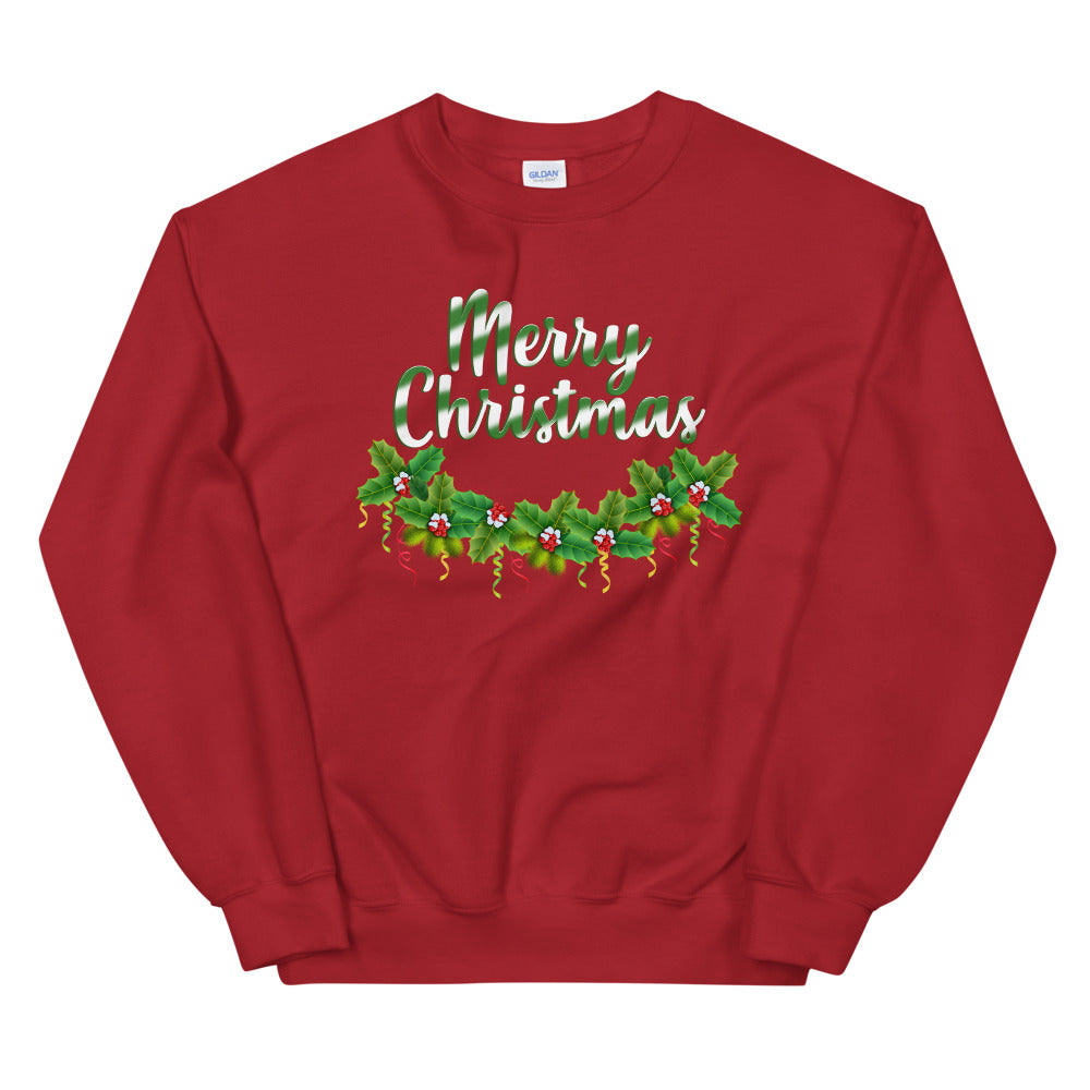 Merry Christmas Green Candy Cane Sweatshirt