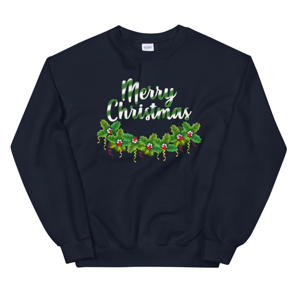 Merry Christmas Green Candy Cane Sweatshirt