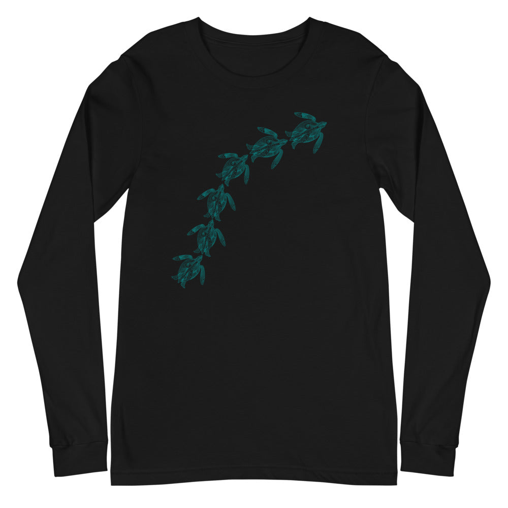 Teal Swimming Sea Turtles Long Sleeve Tee (Several Colors Available)