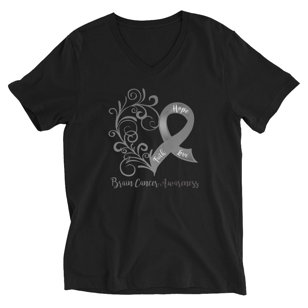 Brain Cancer Awareness V-Neck Cotton T-Shirt