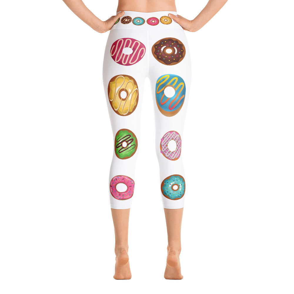 Donuts Yoga Capri Leggings (White)