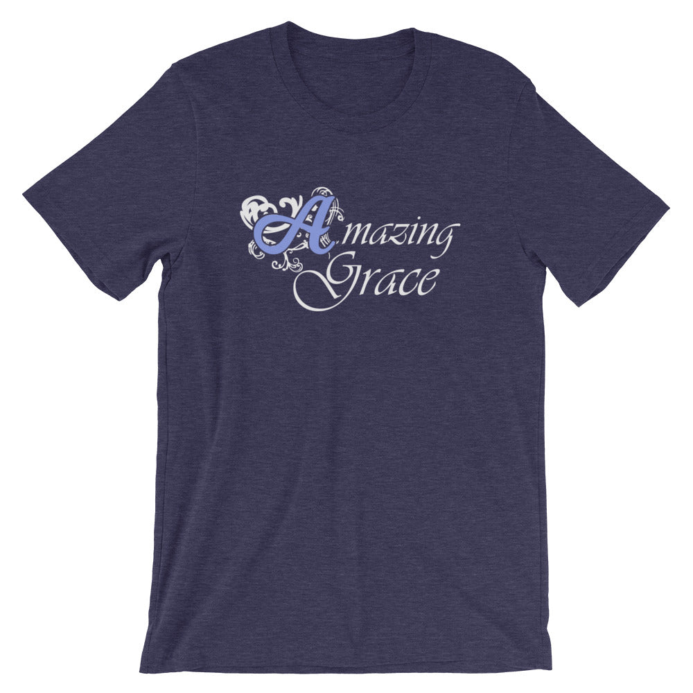 Amazing Grace Blue Font Cotton T-Shirt