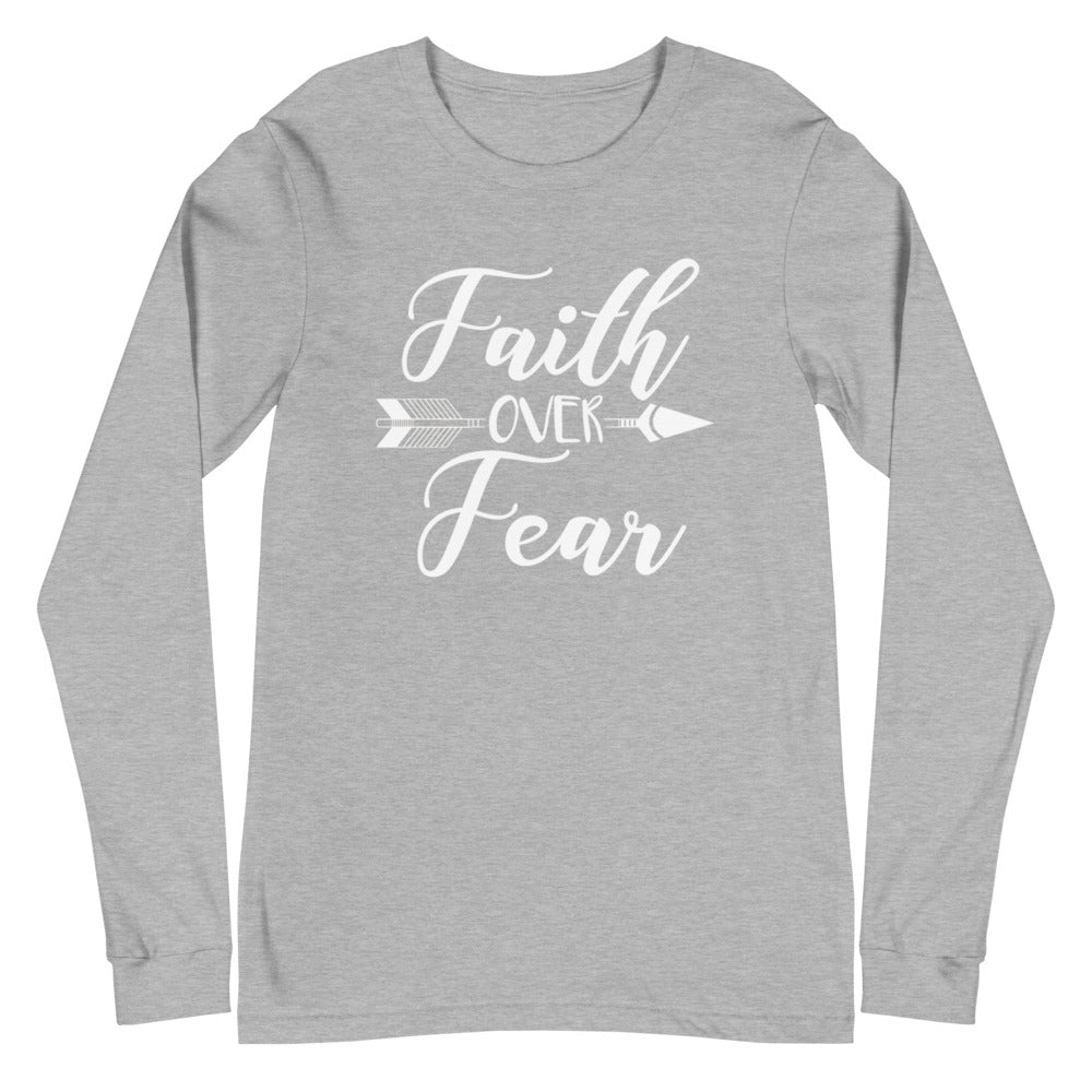 Faith Over Fear Arrow Long Sleeve Tee - Light Colors