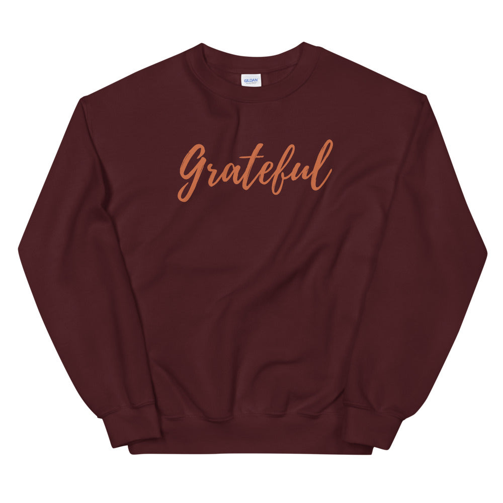 Grateful Script Sweatshirt (Autumn Orange Font)