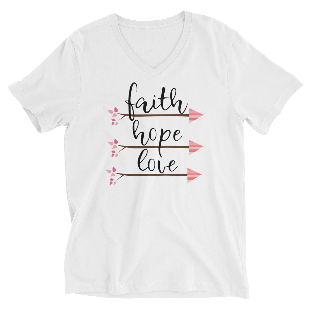 Faith Hope Love Arrows V-Neck Cotton T-Shirt