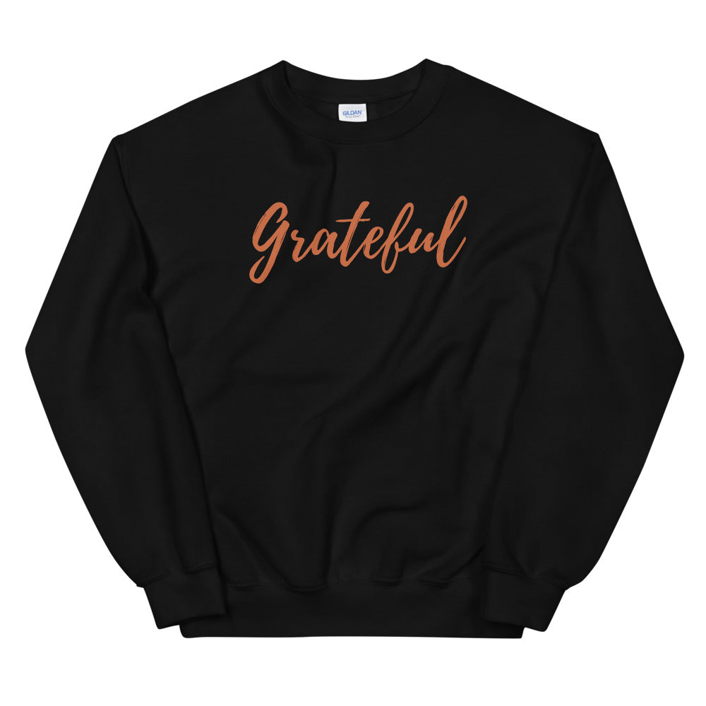 Grateful Script Sweatshirt (Autumn Orange Font)