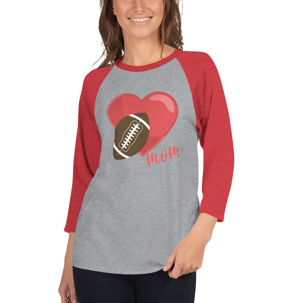 Football Mom 3/4 Sleeve Raglan Baseball Shirt
