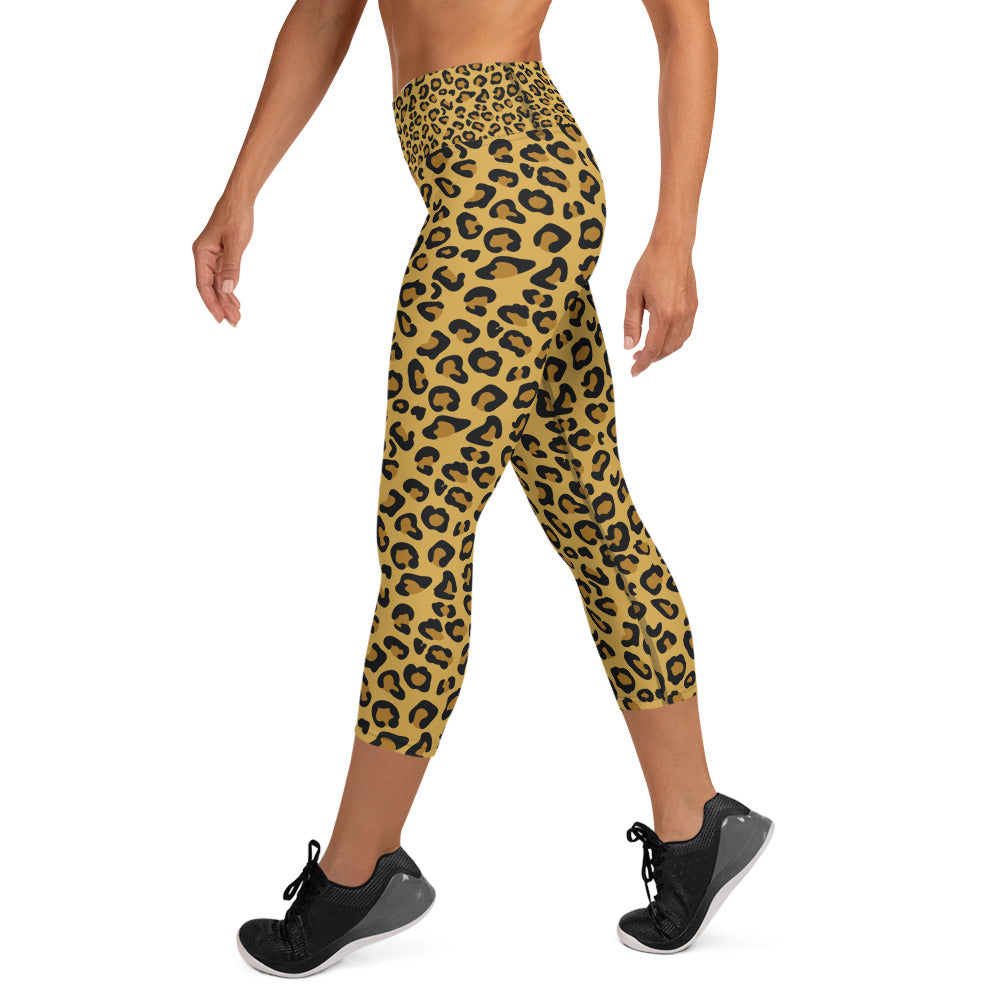 Leopard Skin Yoga Capri Leggings