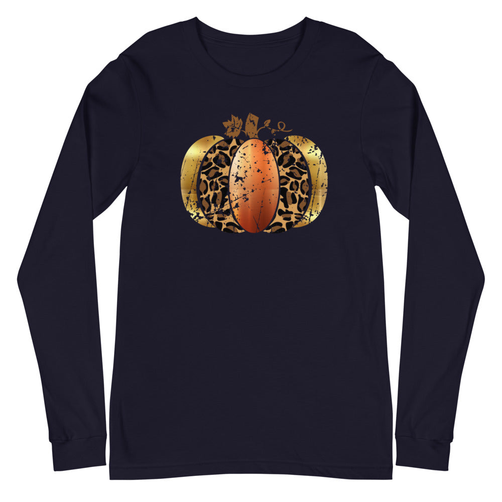 Leopard/Bronze/Gold Pumpkin Long Sleeve Tee - Dark Colors