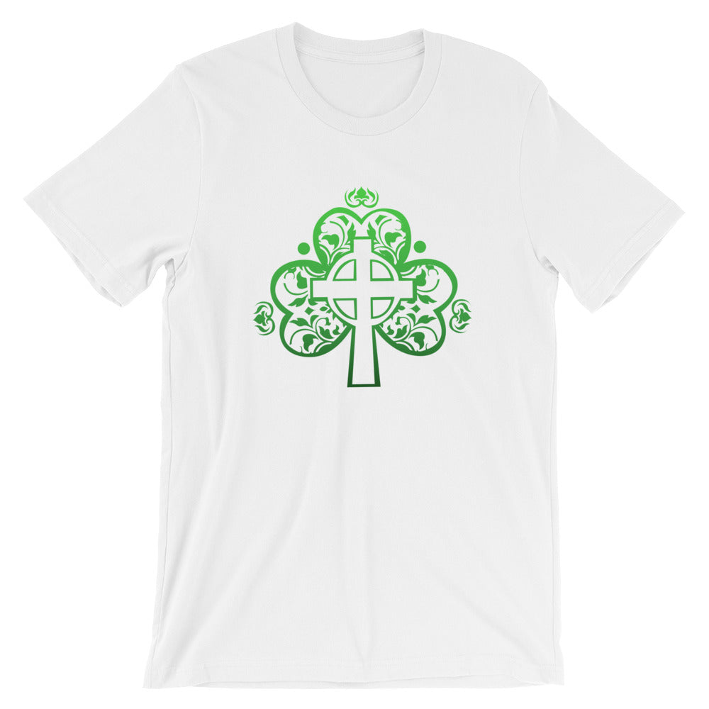 St. Patrick's Day Cross in Shamrock Cotton T-Shirt