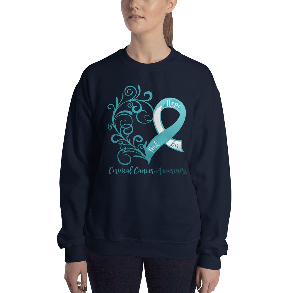 Cervical Cancer Awareness Heart Sweatshirt (Several Colors Available)