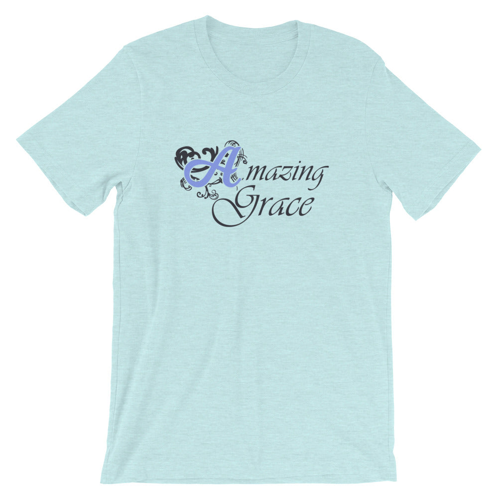 Amazing Grace Blue Font Cotton T-Shirt