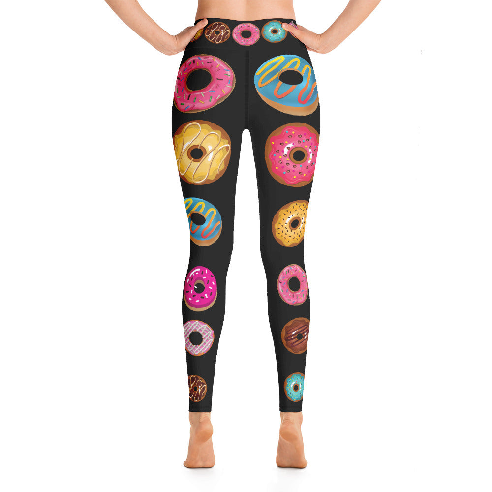 Donuts Yoga Full Length Leggings (Black)