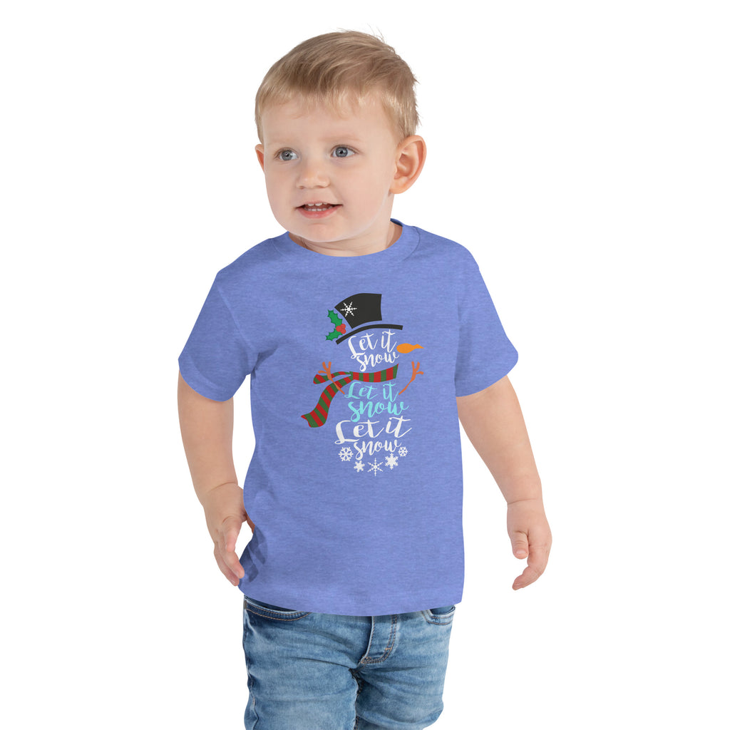 "Let It Snow" Toddler Short Sleeve Tee (Columbia Blue)