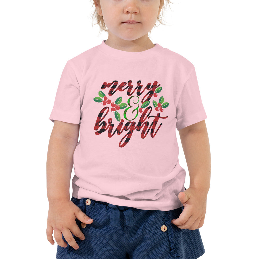 Merry & Bright Gingham Holly Toddler Short Sleeve Tee