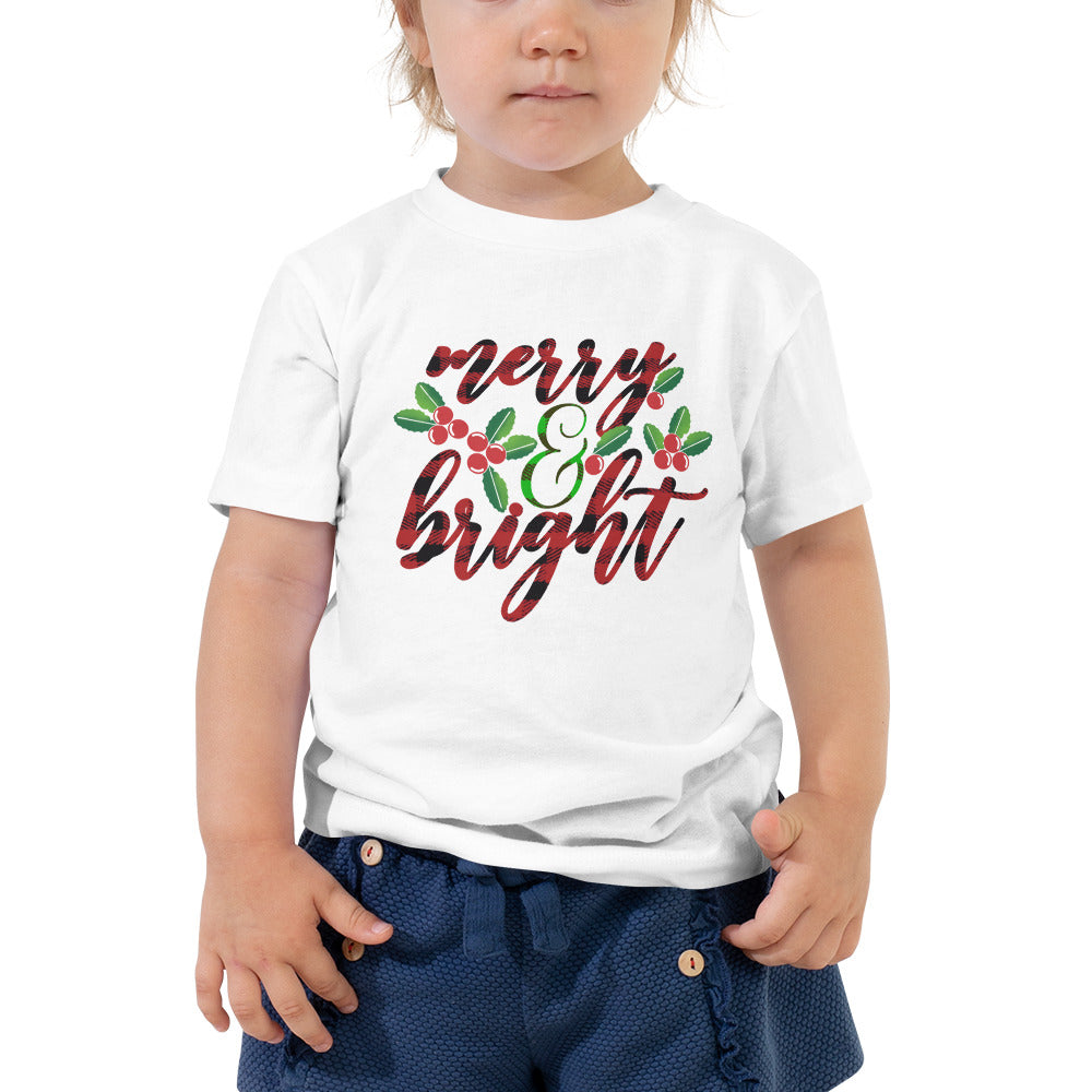 Merry & Bright Gingham Holly Toddler Short Sleeve Tee