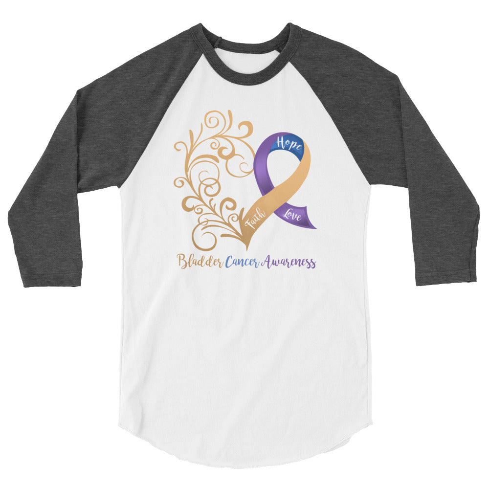 Bladder Cancer Awareness 3/4 Sleeve Raglan Shirt (Several Colors Available)
