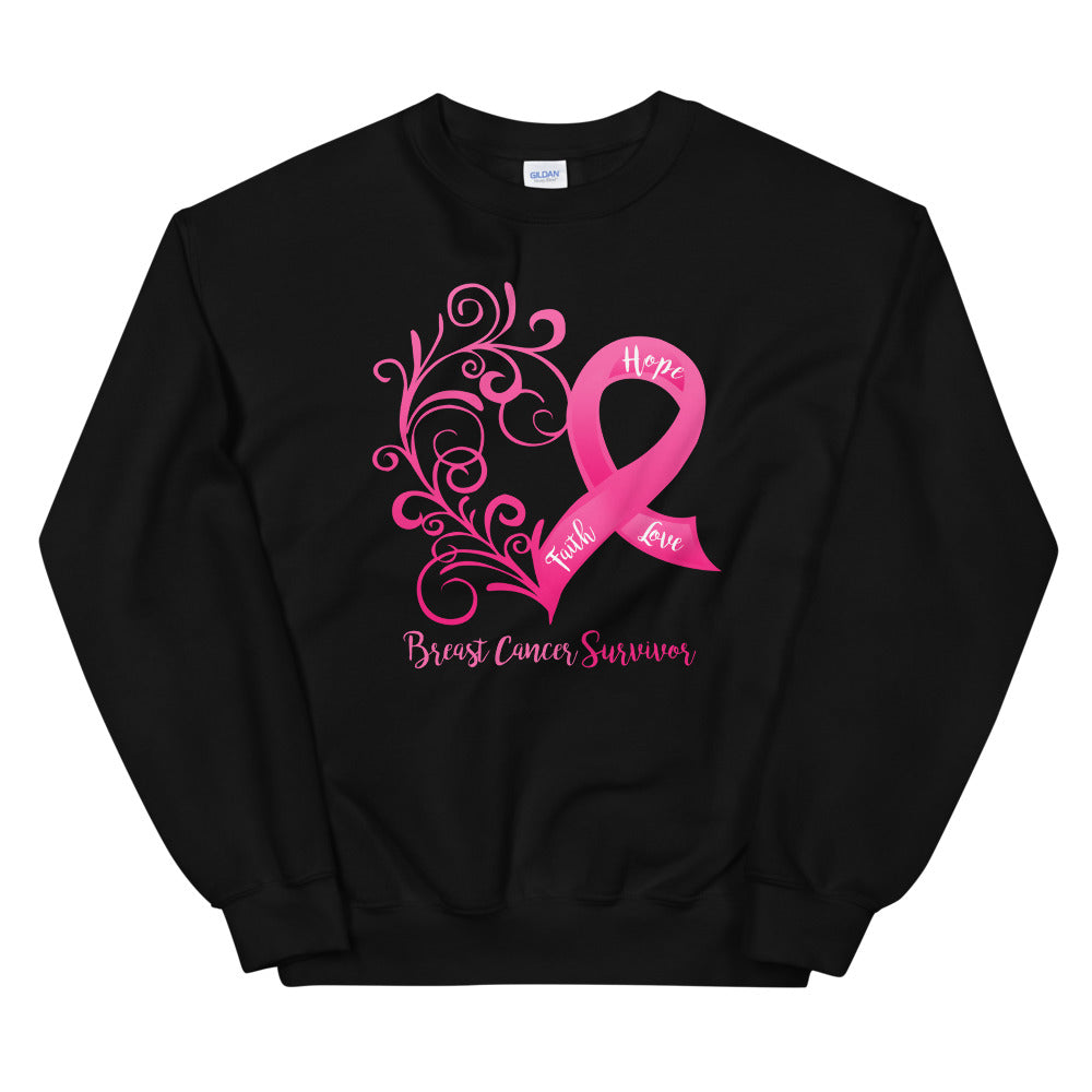 Breast Cancer Survivor Heart Sweatshirt - Several Colors Available
