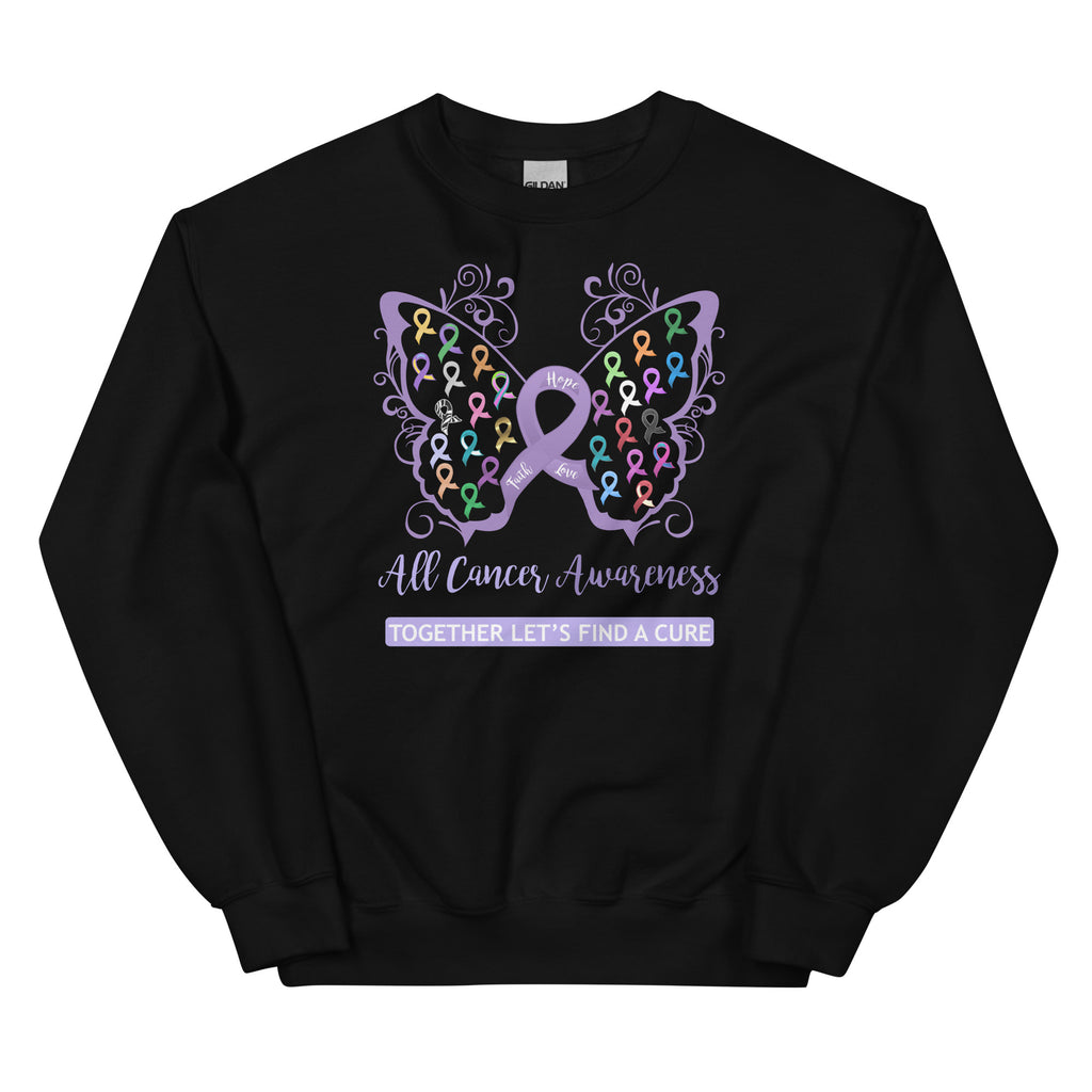 All Cancer Awareness Filigree Butterfly Sweatshirt - Several Colors Available