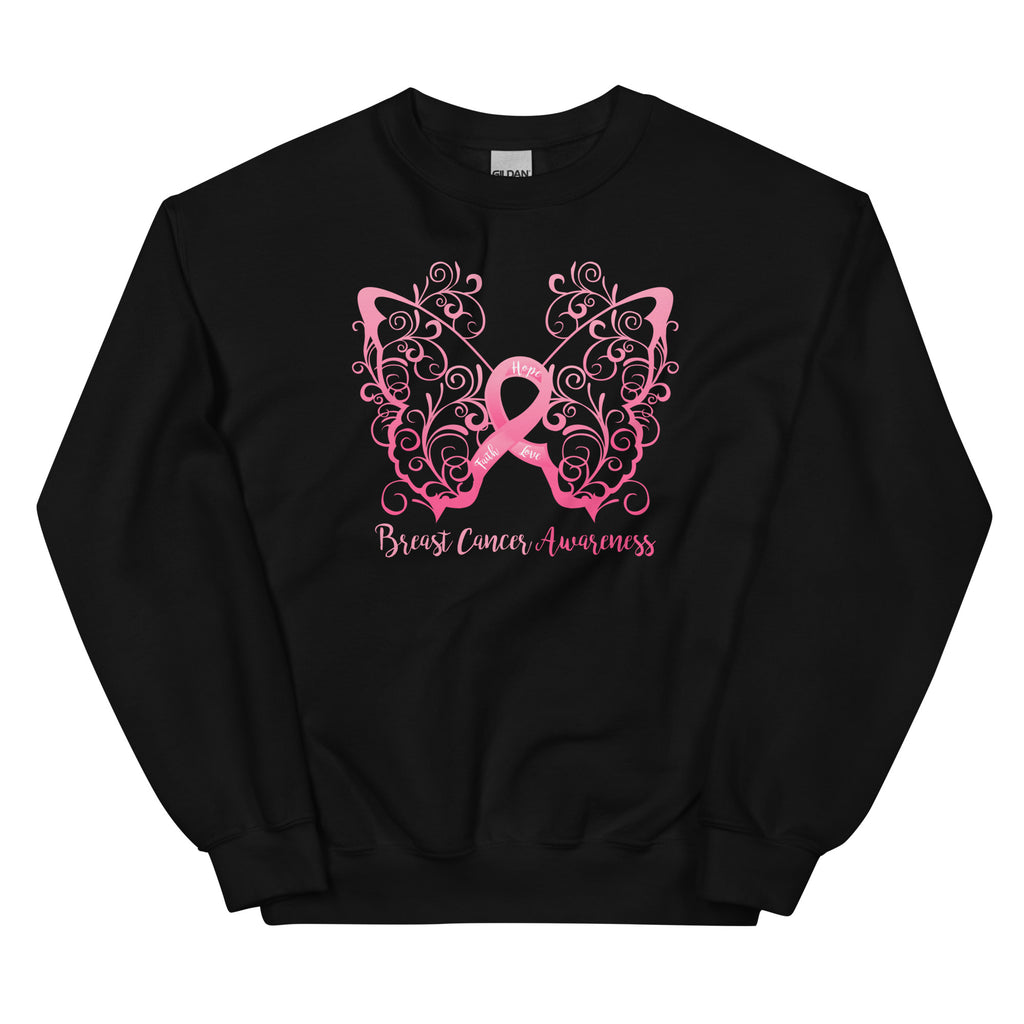 Breast Cancer Awareness Filigree Butterfly Sweatshirt - Several Colors Available