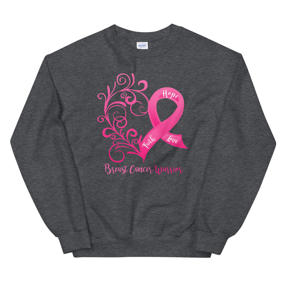Breast Cancer Warrior Heart Sweatshirt - Several Colors Available