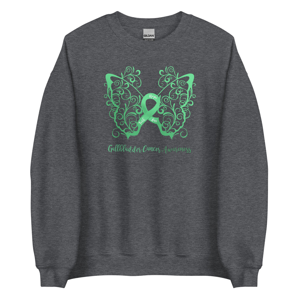 Gallbladder Cancer Awareness Filigree Butterfly Sweatshirt - Several Colors Available