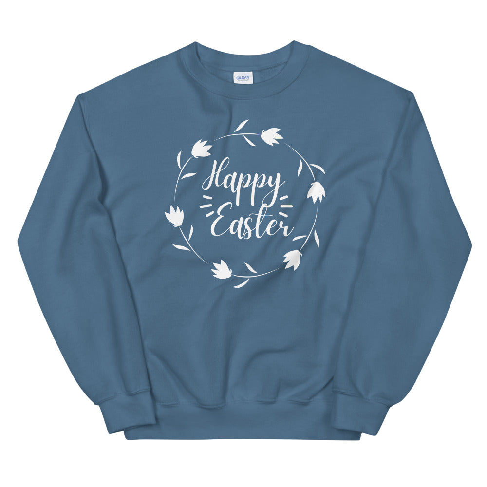 Happy Easter Floral Wreath Sweatshirt (Several Colors Available)