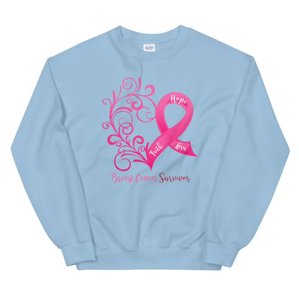 Breast Cancer Survivor Heart Sweatshirt - Several Colors Available