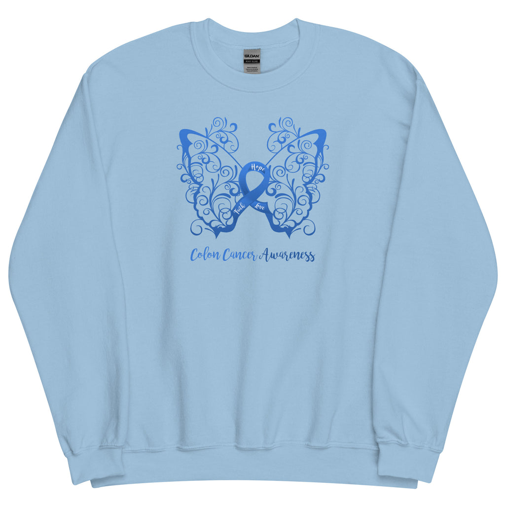 Colon Cancer Awareness Filigree Butterfly Sweatshirt