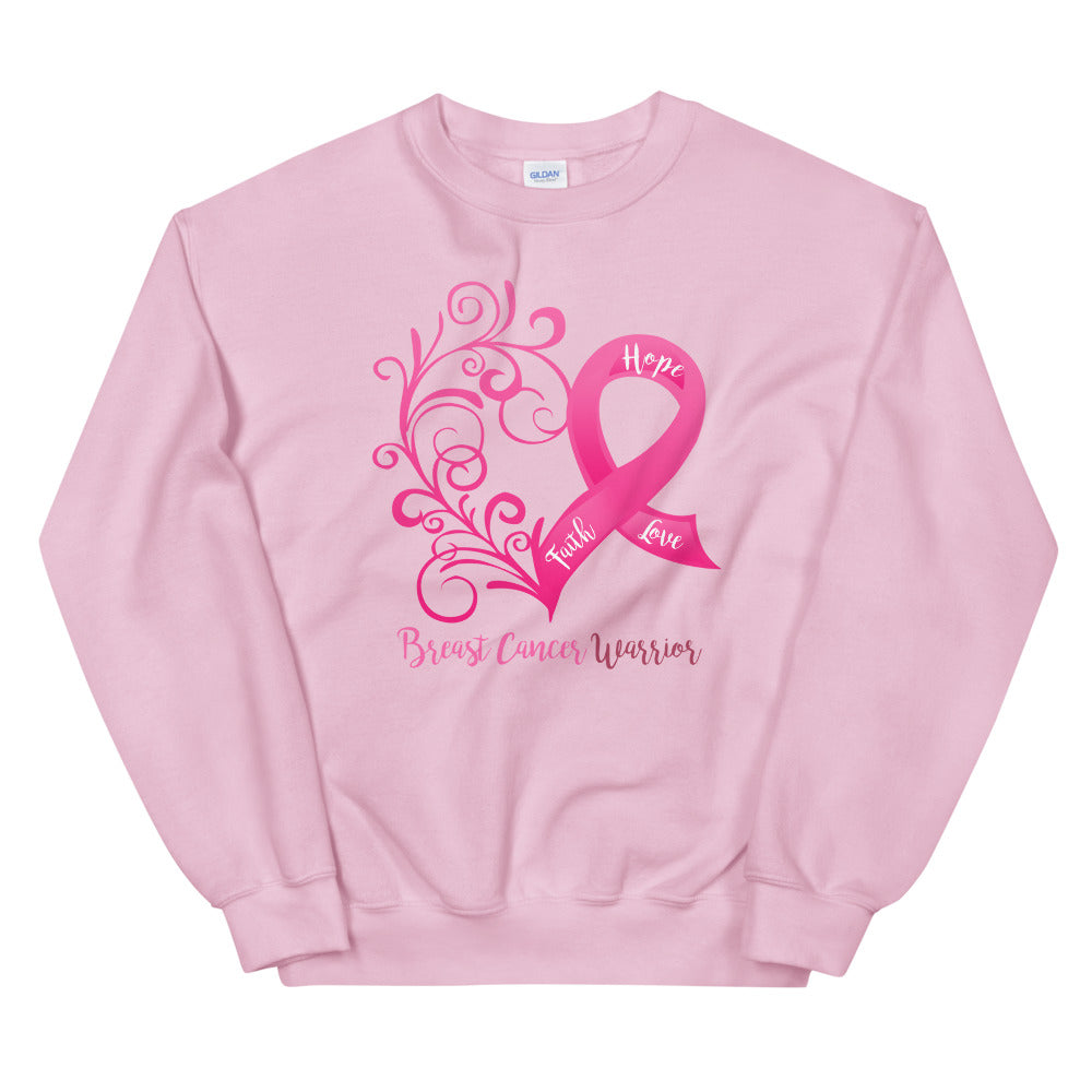 Breast Cancer Warrior Heart Sweatshirt - Several Colors Available