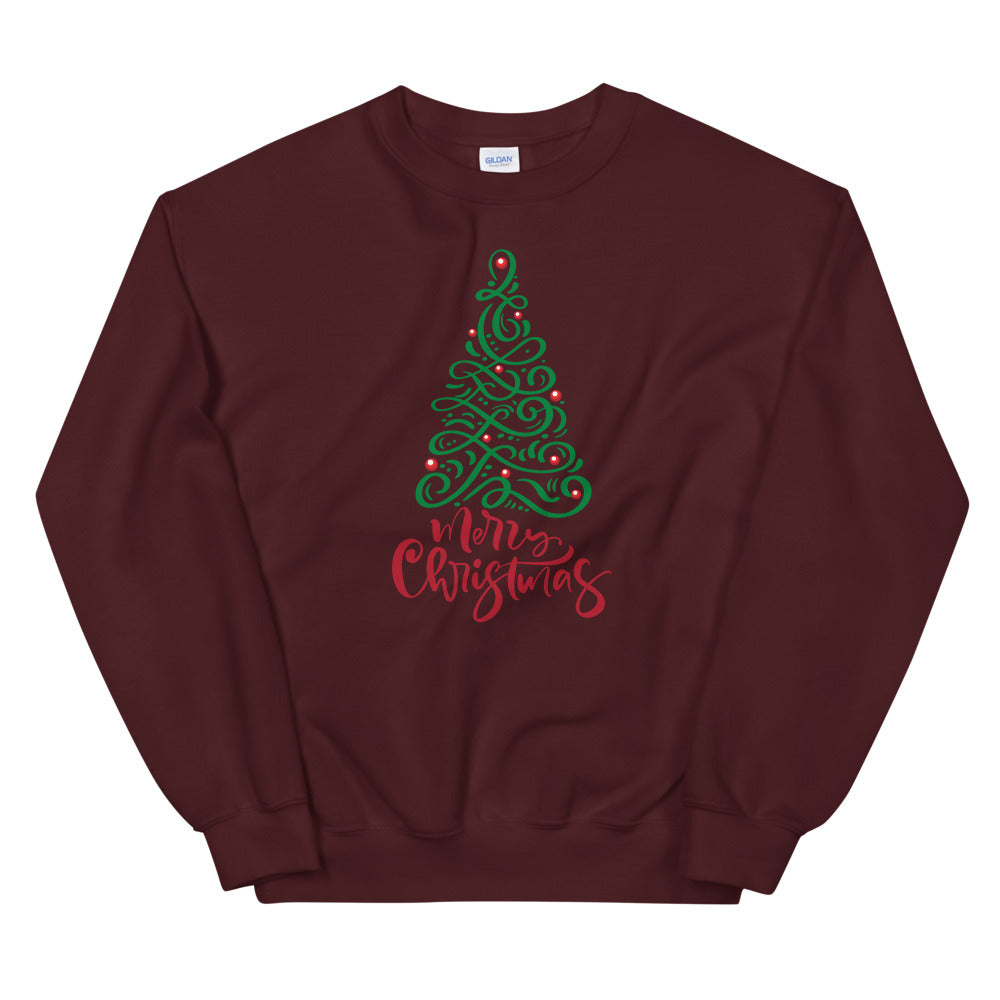 Filigree Merry Christmas Tree Sweatshirt