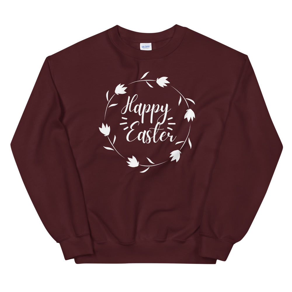 Happy Easter Floral Wreath Sweatshirt (Several Colors Available)