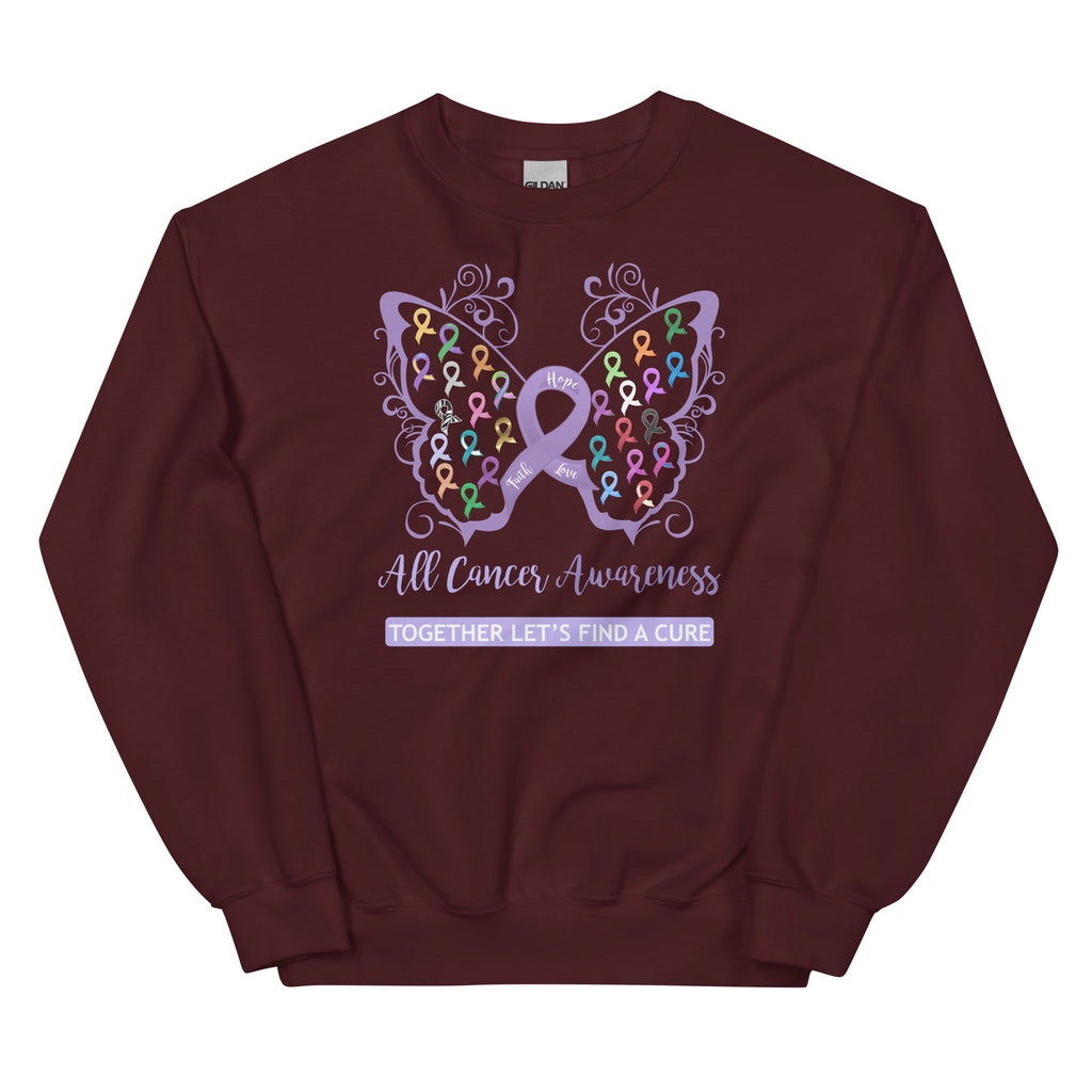 All Cancer Awareness Filigree Butterfly Sweatshirt - Several Colors Available