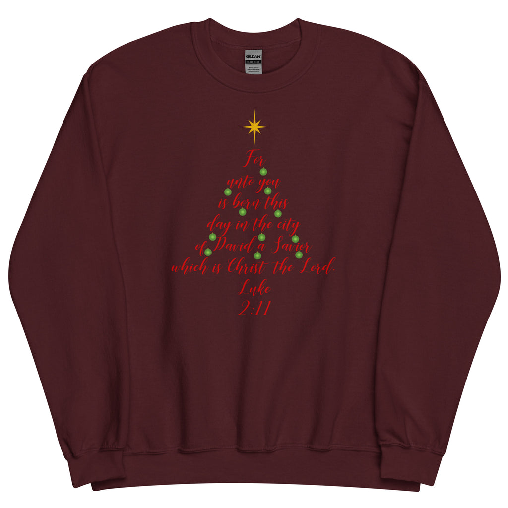 Luke 2:11 Red Christmas Sweatshirt