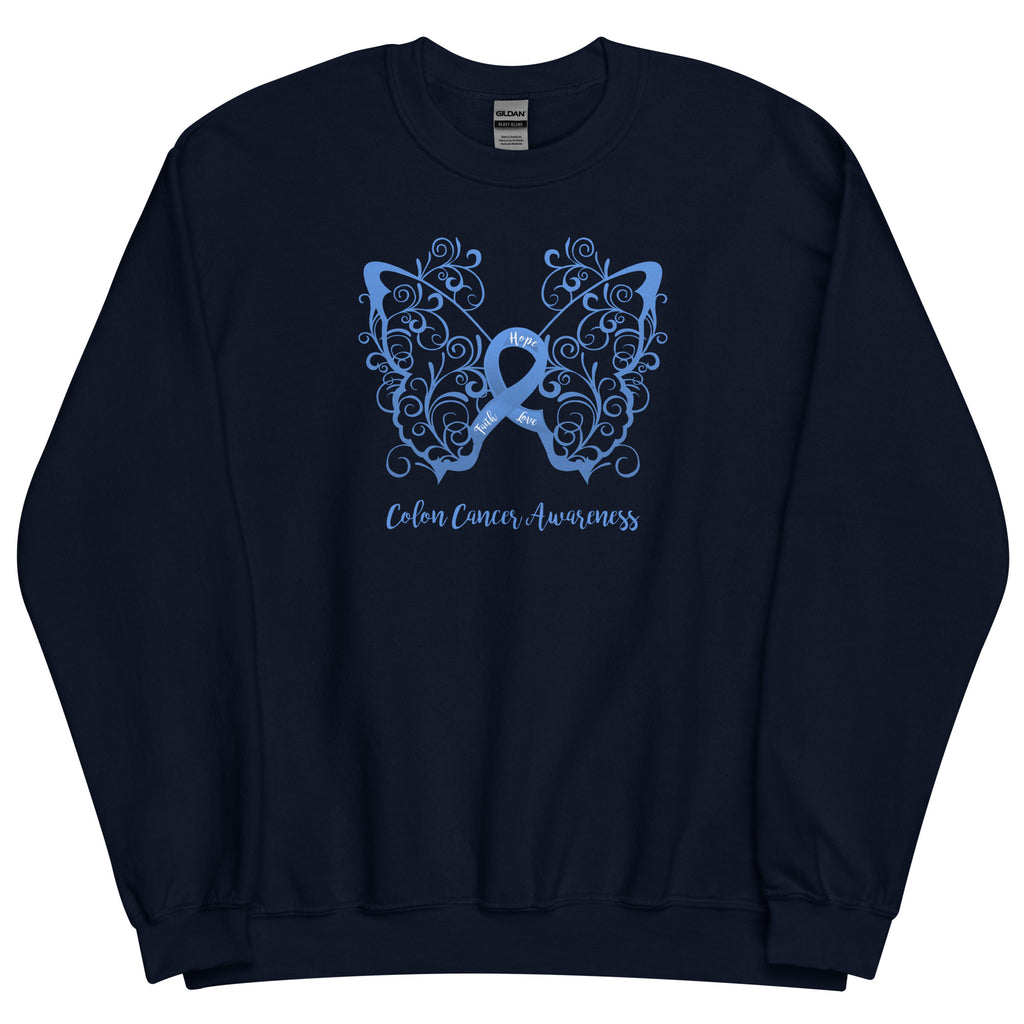 Colon Cancer Awareness Filigree Butterfly Sweatshirt