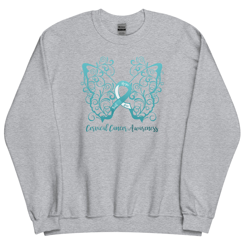 Cervical Cancer Awareness Filigree Butterfly Sweatshirt - Several Colors Available
