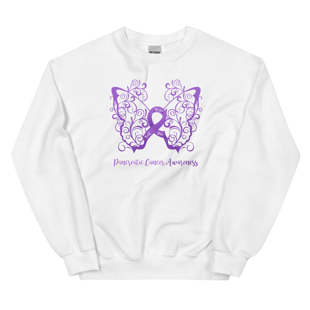 Pancreatic Cancer Awareness Filigree Butterfly Sweatshirt - Several Colors Available