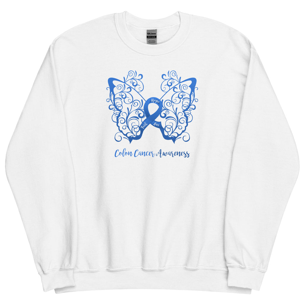 Colon Cancer Awareness Filigree Butterfly Sweatshirt