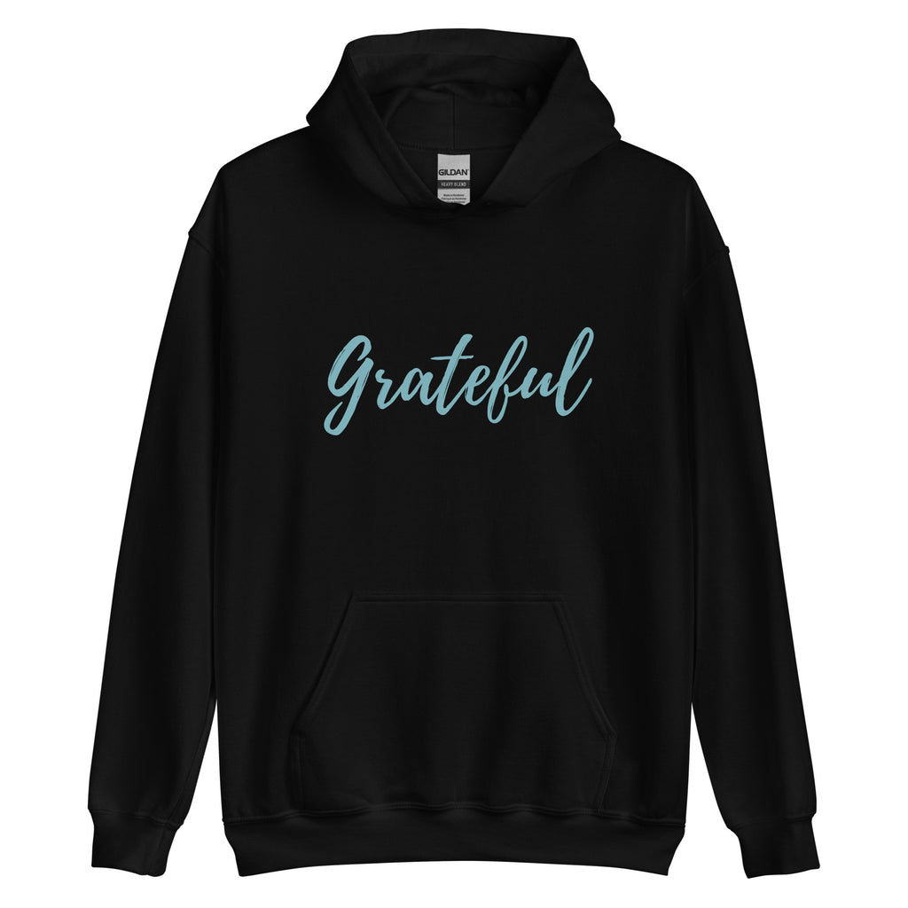 Grateful Script Smoky Blue Font Hoodie - Several Colors Available